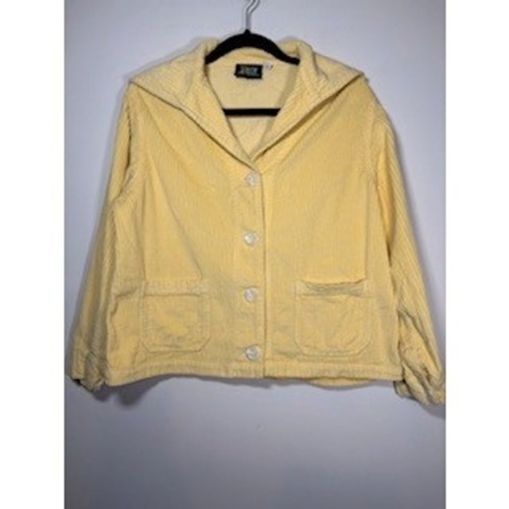BIG BUD PRESS Corduroy‎ Sailor Jacket Medium Butter Yellow Button Up Boxy Retro